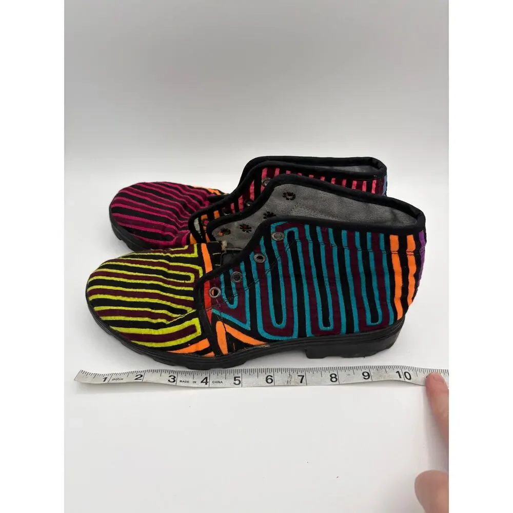 Mola Skywalker Ankle Boots Molas4u Striped Artisan Made Unique Wearable Art
